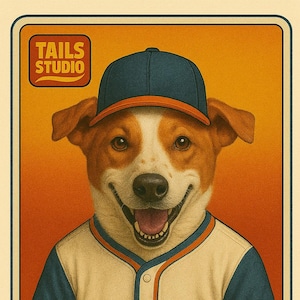 Custom Vintage Baseball Card Pet Portrait, Vintage Sports Trading Card Print, Personalized Pet Gift, Baseball Enthusiast