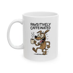 Funny Dog Lover's Ceramic Mug for Coffee, Tea, Gift for Pet Owners, Paw-sitively Caffeinated Cup, Cute Animal Mug, Gift For Dog Mom