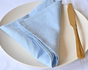 100% Cotton Napkins, Stonewashed Dusty Blue, Party Wedding Table Decor
