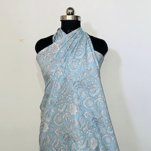 Hand Block Print Cotton Sarong: Indian Beach Wrap, Summer Scarf