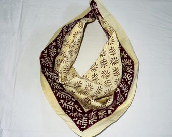 Hand Block Printed Cotton Bandana – Boho Floral Headwrap Scarf