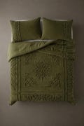 Moss Green 3 Piece Boho Tufted Bedding King\/Queen\/Twin Size Cotton Duvet Cover Set, Quilt Comforter Cover With Pillowcases