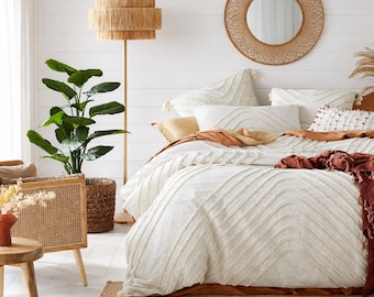 Boho Tufted Cotton Duvet Cover Set - Cotton Bedding With Pillowcase Twin Full Queen King