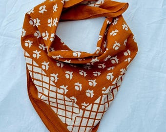 Hand Block Printed Floral Bandana – Boho Cotton Headscarf / Neck Scarf