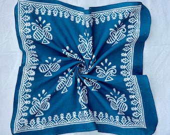Hand Block Printed Cotton Bandana - Indian Artisan Head Wrap