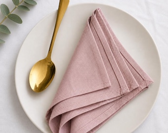 Dusty Pink Cotton Napkin – Soft Textured Reusable Dinner Table Napkin for Modern Dining
