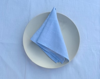 Sky Blue Cotton Napkins, Reusable Table Decor, Eco Friendly