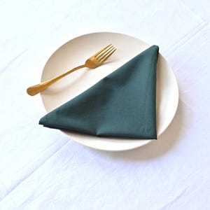 Forest Green Cotton Dinner Napkins: Reusable Wedding Table Decor