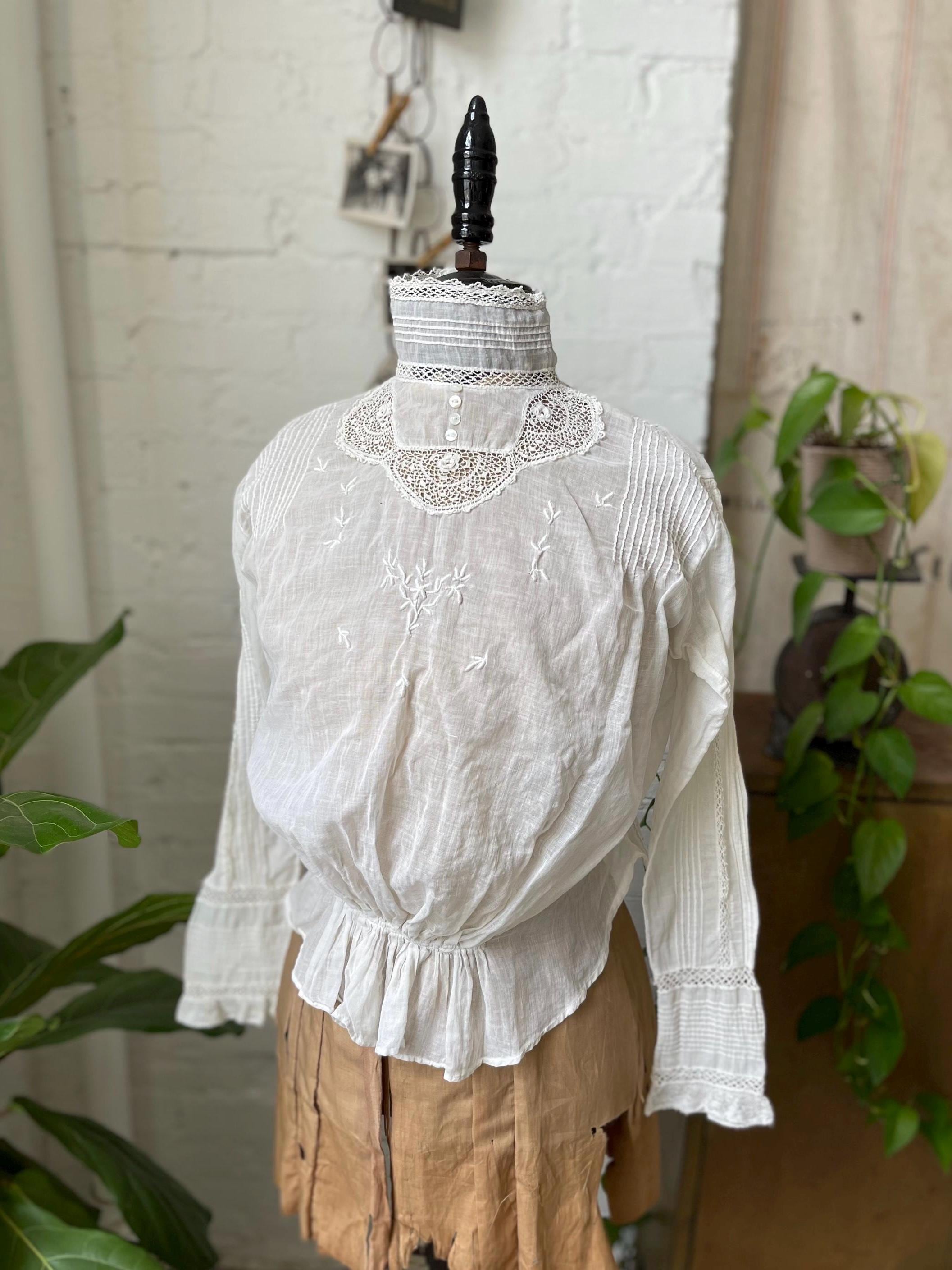 Pintuck Lace Blouse - Etsy