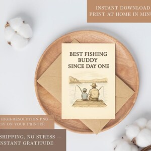 Best Fishing Buddy Dad-kaart: digitale Vaderdagkaart, afdrukbare viskaart voor papa, vaderdagkaart direct downloaden, minimale inkt