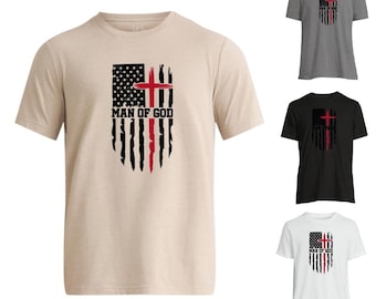 Camiseta cristã "Homem de Deus", Cruz da Fé, Vestuário Religioso