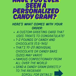 Candy gram, candygram, dulces, chocolate británico, chocolate canadiense, tarjeta personalizada, cumpleaños, regalo para el maestro, agradecimiento, dulces, regalo para papá