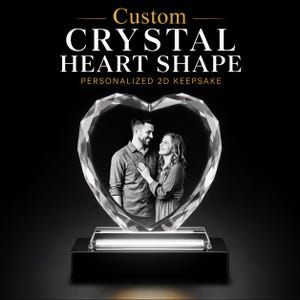 Custom Crystal Heart, Engraved Photo Gift, Anniversary | Memorial | Mother's Day