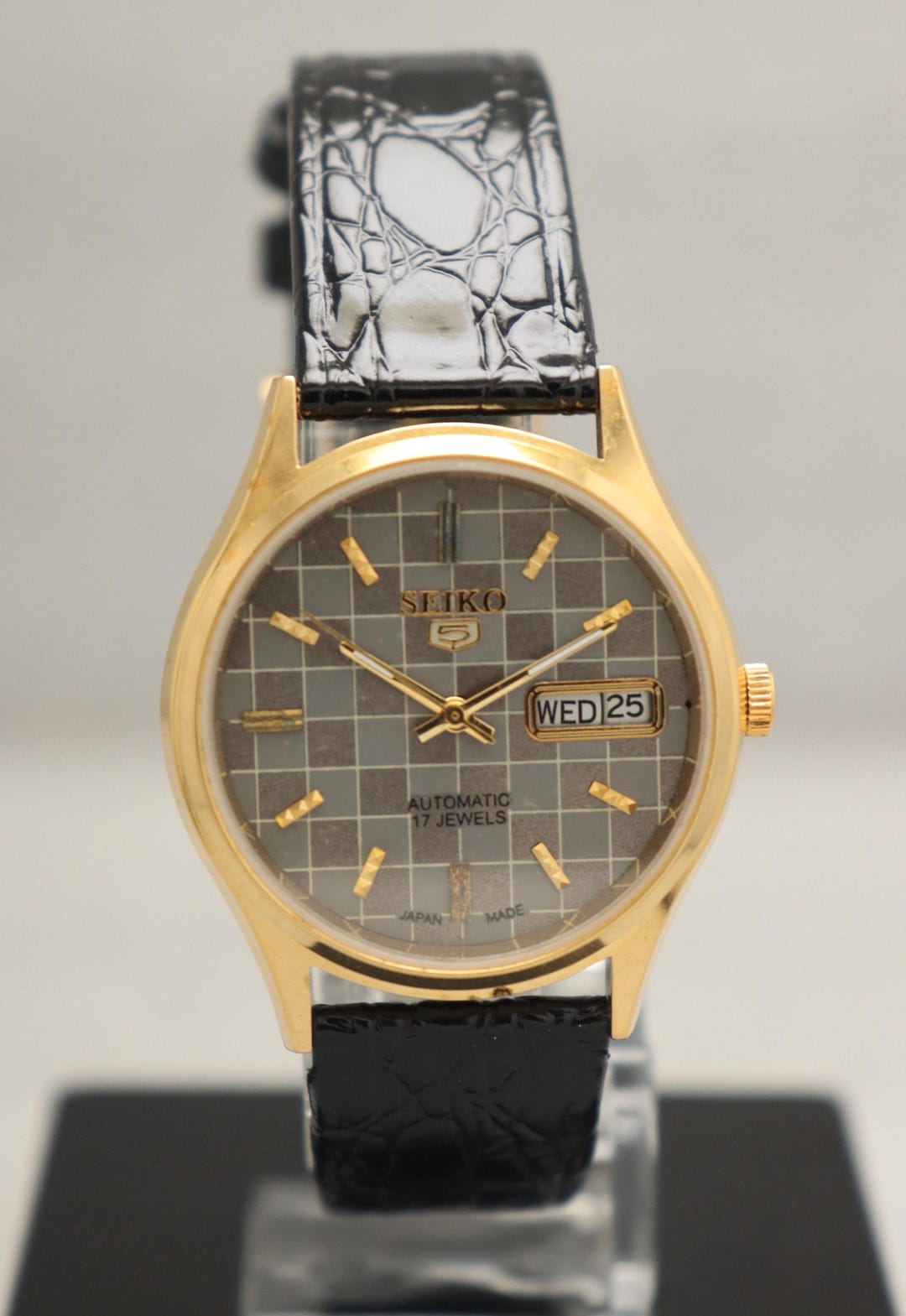ヴィンテージ セイコー5 自動巻き メンズウォッチ：金メッキケース、再