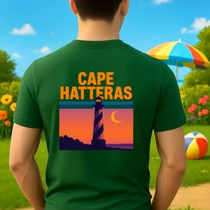 Cape Hatteras Lighthouse T-Shirt, Soft Retro Vacation Tee, Comfortable Cotton Beach Shirt, Travel Apparel Gift