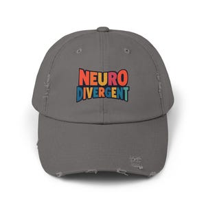 Neurodivergent Baseball Hat, Distressed Hat with Retro Design, Casual Hat for Awareness, Trendy Gift for Mental Health Advocates