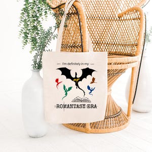 Romantasy Dragon Tote Bag - Fourth Wing Inspired Fantasy Book Lovers Tote, Eco-Friendly Literary Gift