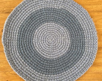 Graue runde Wolle häkeln, Fußmatte, Teppich für Haus, Schlafzimmer, Wohnzimmer und Wohnkultur