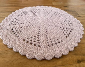 Roze gehaakt vloerkleed, rond gehaakt tapijt voor buiten en interieur