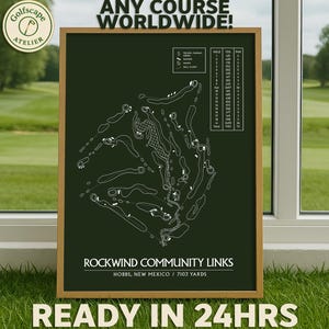 Custom Golf Course Map, Personalized Golf Print, Any Course Map, Golf Lover Gift, Gift for Him, Gift for Dad, Golf Wall Art, Printable Decor