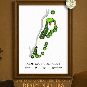 Custom Hole in One Golf Illustration - Print - Golf Course - Golf Art Drawing - Personalised Golf Poster - Golf Gift | Christmas Gift