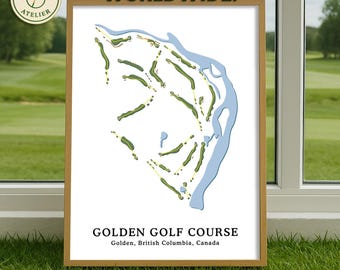 Mapa de campo de golf personalizado Mapa de campo de golf dorado Impresión de mapa de golf personalizada Regalo del Día del Padre para papá Regalo para golfista Regalo para esposo novio Arte digital