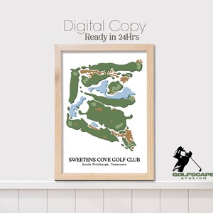 Benutzerdefinierte 9-Loch-Golfplatzkarte | Sweetens Cove Golf Club | Druckbare Golf Kunst für jeden Platz | Golf Geschenk für Ihn | Weihnachtsgeschenk