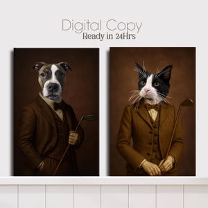 Benutzerdefinierte Golf Haustierporträts | Hund Golfer | Katzenportraits | Golf Geschenk für Ihn | Weihnachtsgeschenk | Geburtstagsgeschenk