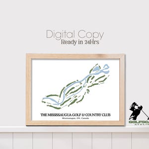 Mapa de campo de golf personalizado / Mississaugua Golf & Country Club / Arte de golf imprimible para cualquier campo / Regalo de golf para él / Regalo de Navidad