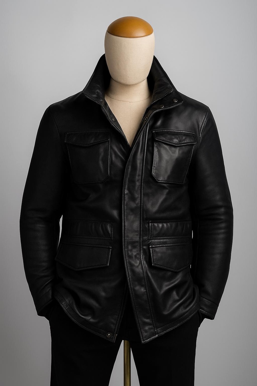 Brown Leather Coat Men Men's TLS Easy Rider M65 Field Jacket