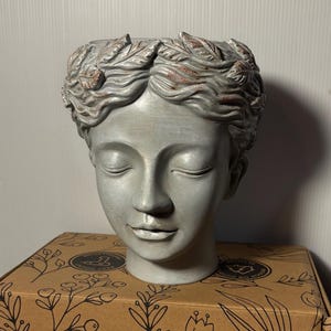Wall Hanging Faux Stone Face Planter Paintable
