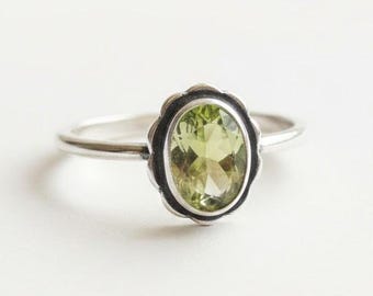 Handmade Sterling Silver Peridot Flower Ring, August Birthstone