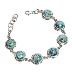 Turquoise Bracelet in 925 Sterling Silver | December Birthstone Jewelry | Handmade Boho Gemstone Gift for Her