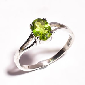 Natural Peridot Ring in 925 Sterling Silver | August Birthstone Jewelry | Handmade Gift for Her