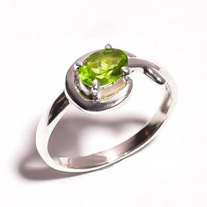 Peridot Stone Ring in 925 Sterling Silver | August Birthstone Jewelry | Handmade Gift for Her