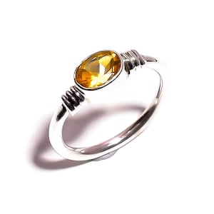 Handmade Citrine Ring | 925 Sterling Silver | November Birthstone Ring | Yellow Gemstone Jewelry | Gift for Her
