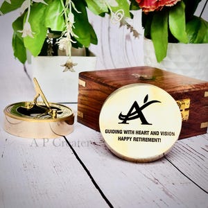 Personalized Engraved Sundial Compass - Custom Brass Compass With Wooden Box - Gradution Gift - Iconic Adventure Compass Gift -Keepsake Gift