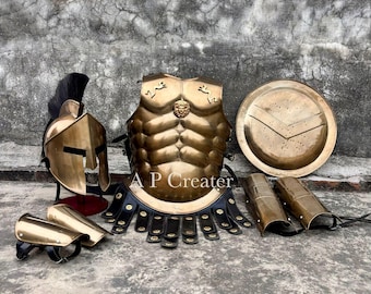 Costume da re spartano Leonida, armatura da gladiatore romano, armatura da cosplay in acciaio calibro 18 completamente indossabile, costume da guerriero spartano 300