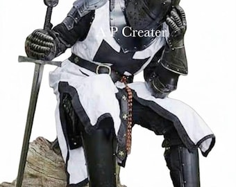 Conjunto de armadura templaria, disfraz medieval de cuerpo entero, traje de caballero usable, disfraz de cruzado de acero calibre 18, armadura decorativa para juego de rol.