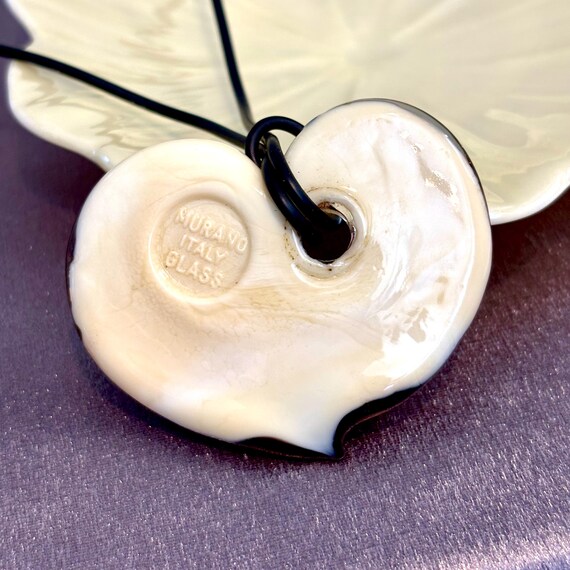 Vintage Italian Murano Glass Heart Pendant Necklace, Shimmering Amber & Gold Foil Aventurine View 2