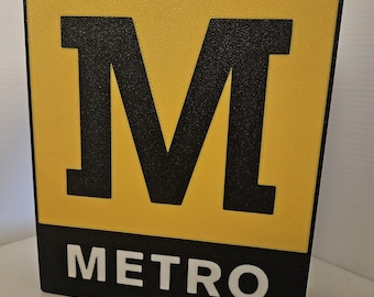 Tyne and Wear Metro "M" Lightbox | Handmade USB-C Transport Lamp