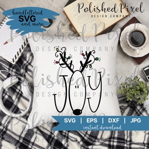 Alegría SVG, Reno SVG, Navidad SVG, Feliz Navidad svg, Handlettered svg, Camisa de Navidad de las mujeres svg, Decoración de Navidad svg, Signo de Navidad