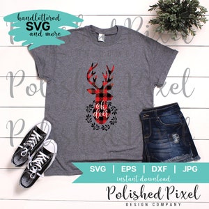 Oh Deer SVG, Reindeer cut file, Reindeer SVG, Christmas SVG cut file, Merry Christmas svg, Buffalo Plaid Deer Print, Holiday svg cut file