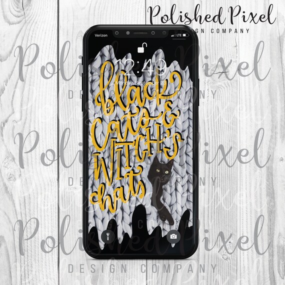 Halloween Wallpaper Black Cat Wallpaper Iphone Xr Wallpaper Etsy