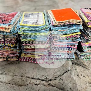 Hand Block Print Quilted Coin Purse: Cotton Cosmetic Bag with Tassel