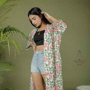 Handmade Cotton Kimono Robe: Tiger Print Beach Cover-Up