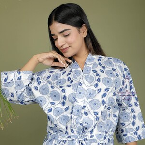Long sleeve summer wear kimono robe | Women wear bathrobes | Beach wear kimono | Hand block print robe | Bridesmaid robes | Gift for her.