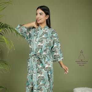 Handmade Cotton Kimono Robe: Tiger Print Beach Cover-Up