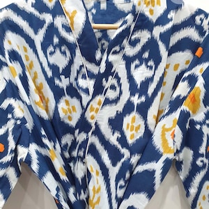 Handmade Block Print Cotton Kimono Robe: Tiger Stripe Boho Cover-Up