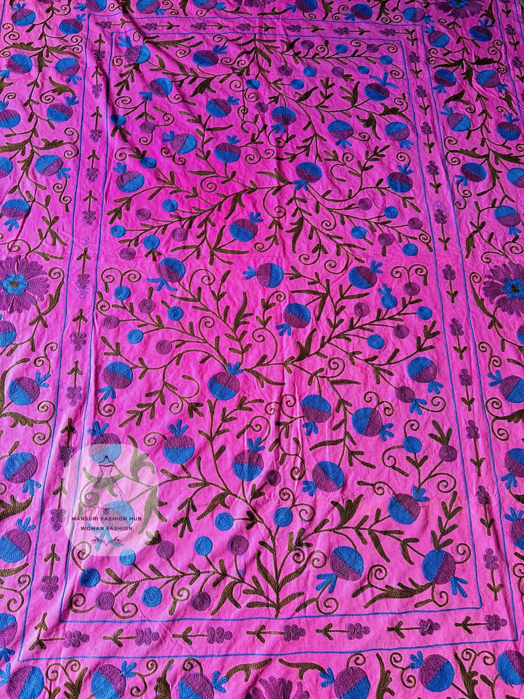 Pink Color Ball Embroidery Design Bedspread | Suzani Wall Hanging ...